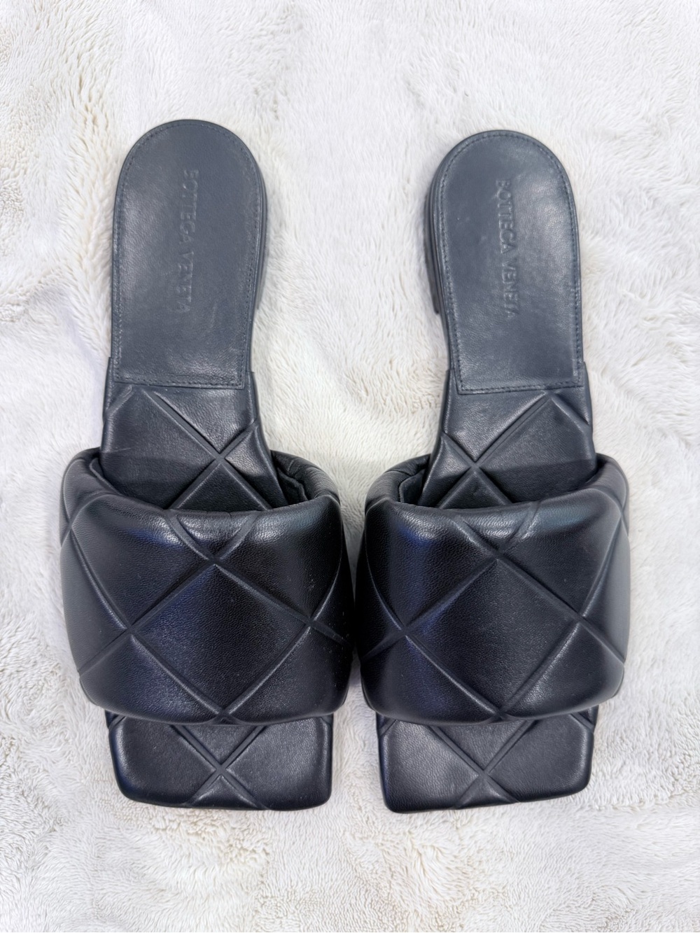 Bottega Veneta Black Padded Quilted Leather Slide Mules (size 40.5 - fits 9)